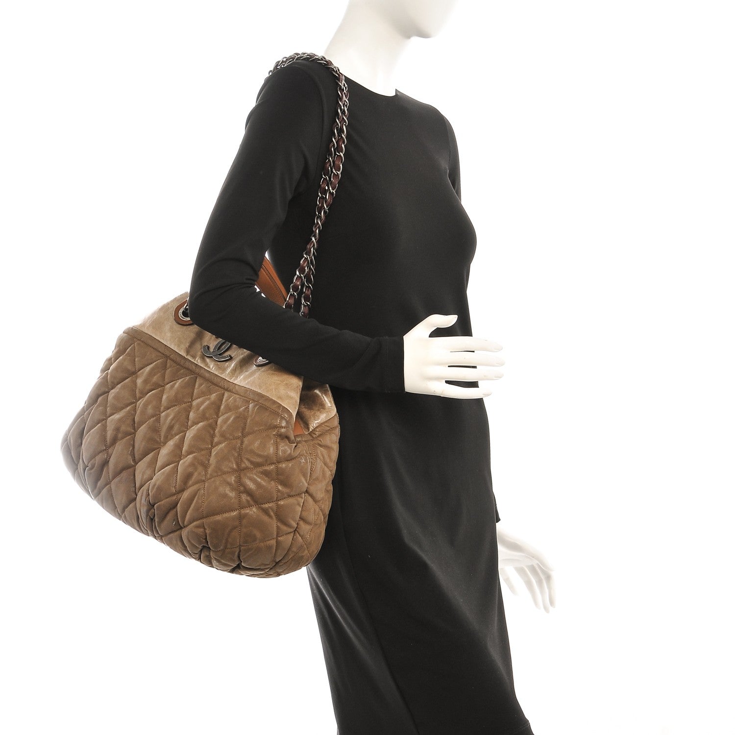Chanel Iridescent Calfskin Quilted Large In The Mix Tote Khaki 11 of 16