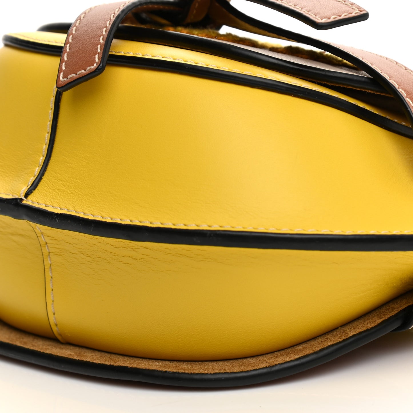 Calfskin Embroidered Floral Mini Gate Crossbody Bag Yellow