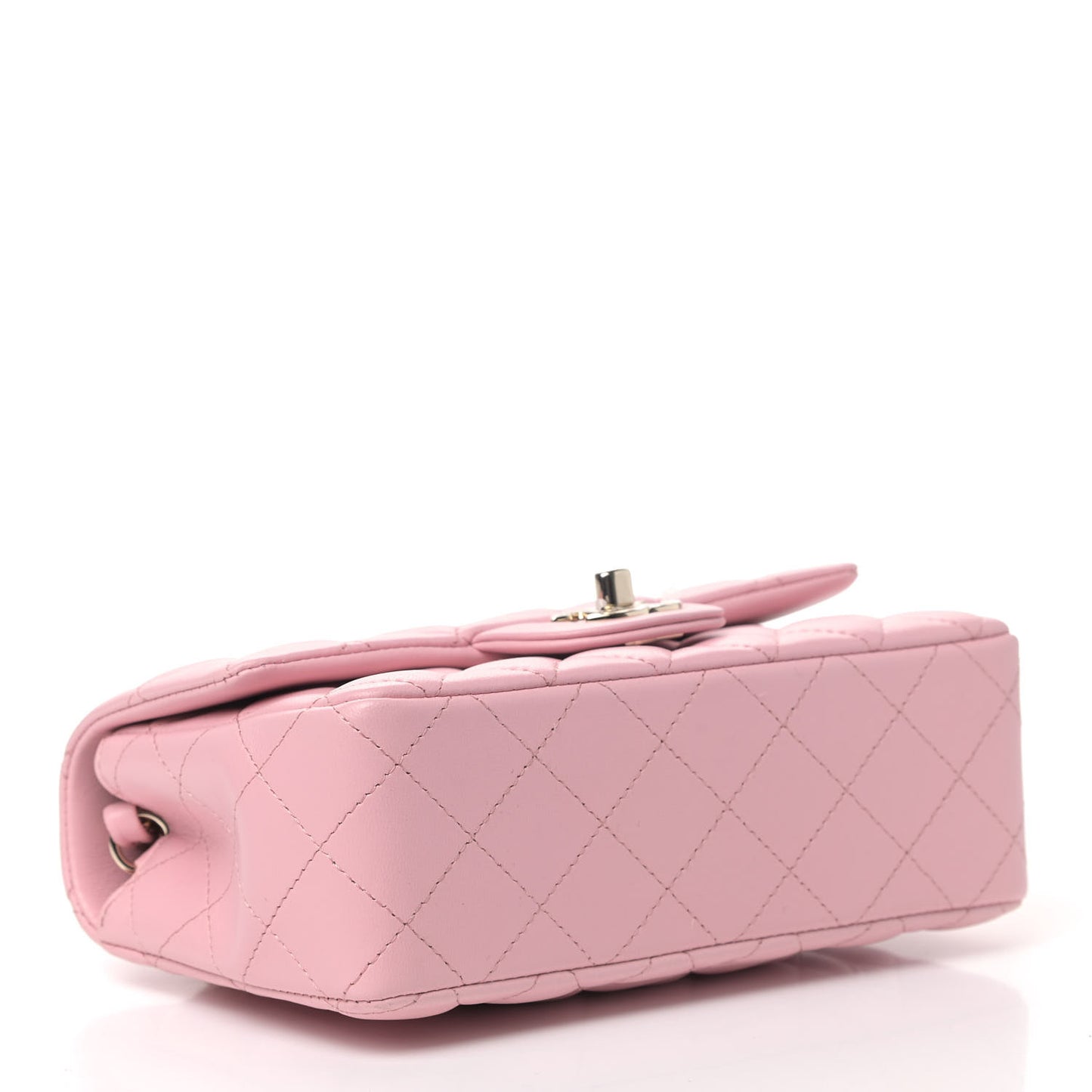 Lambskin Quilted Mini Rectangular Flap Light Pink