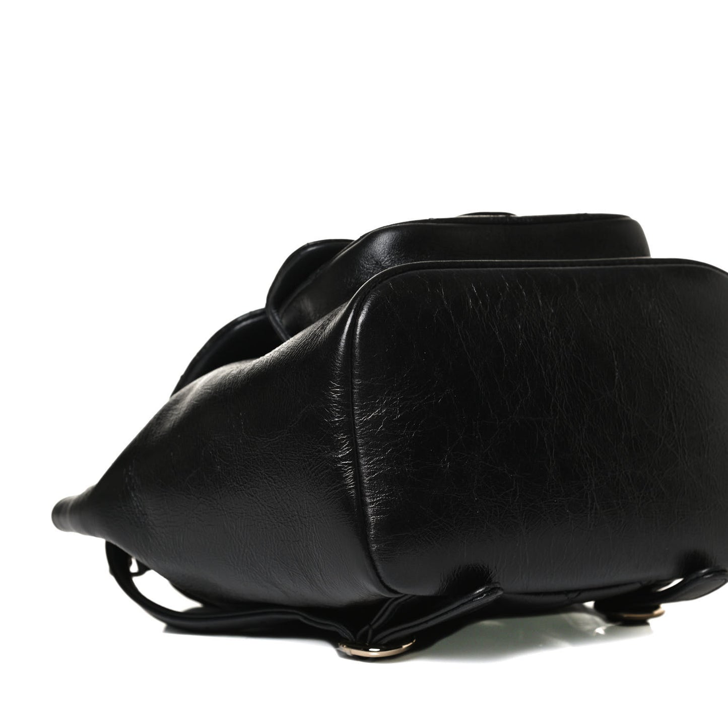 Glazed Aged Calfskin Quilted Small Duma Drawstring Backpack Black