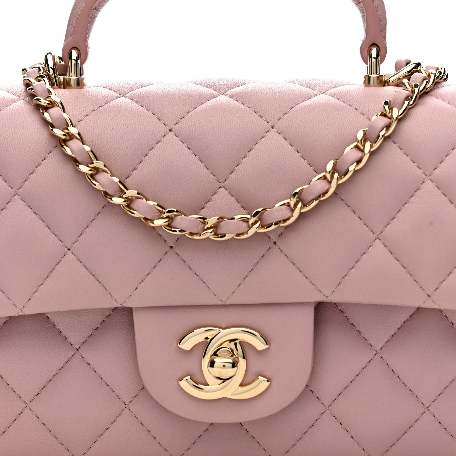 Chanel Lambskin Quilted Mini Top Handle Rectangular Flap Light Pink 8 of 11