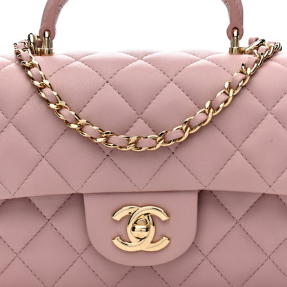 Chanel Lambskin Quilted Mini Top Handle Rectangular Flap Light Pink 8 of 11