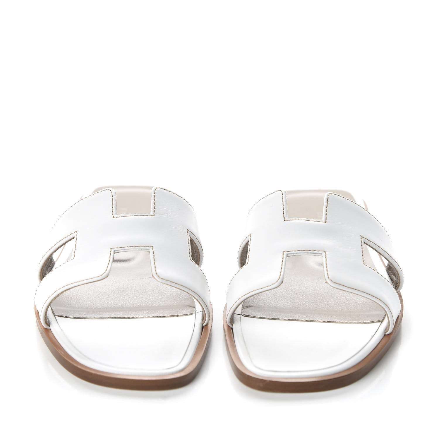 Hermes Box Calfskin Oran Sandals 35 White 2 of 9