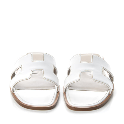 Hermes Box Calfskin Oran Sandals 35 White 2 of 9