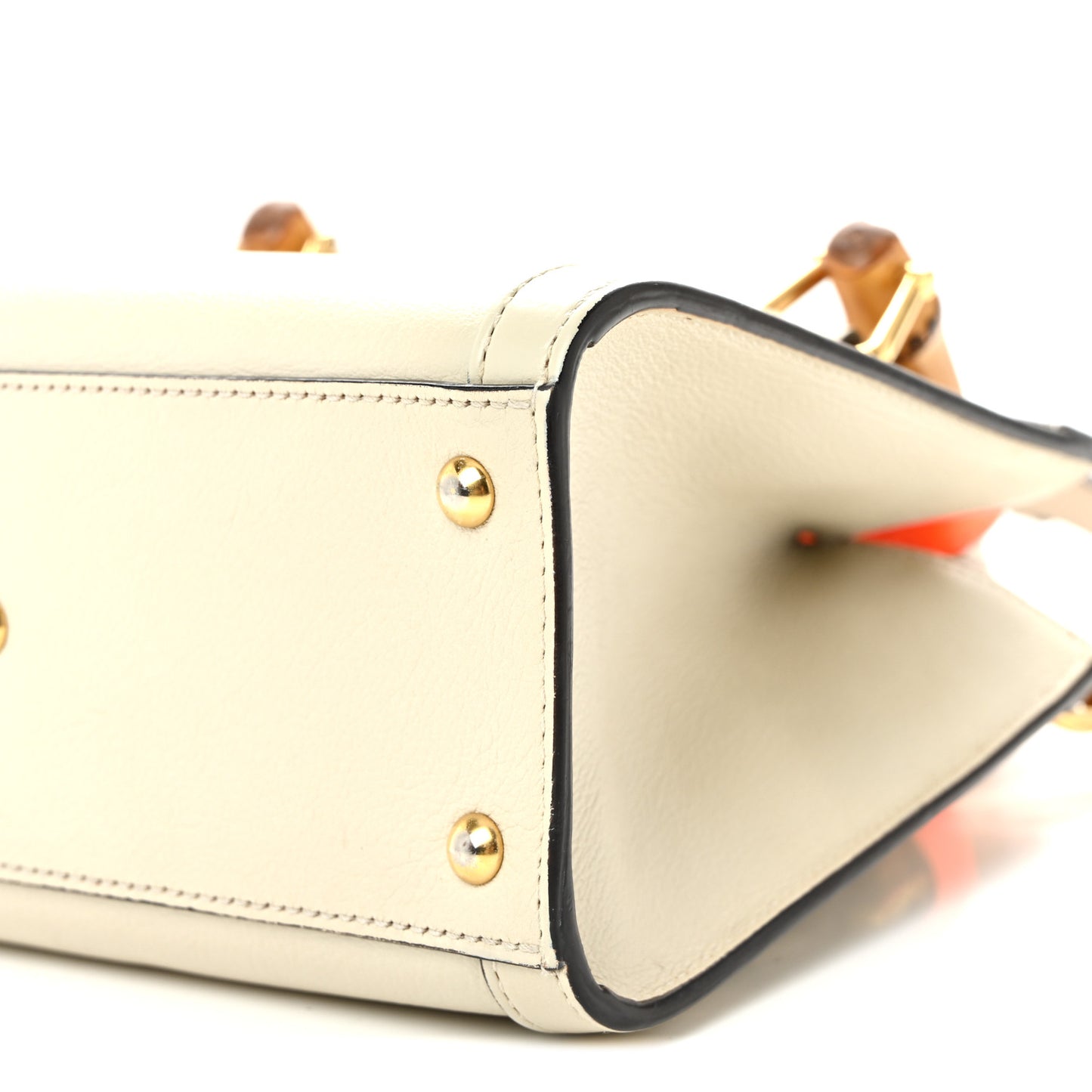 Wonka Grain Calfskin Mini Diana Tote Bag Mystic White Orange Fluo
