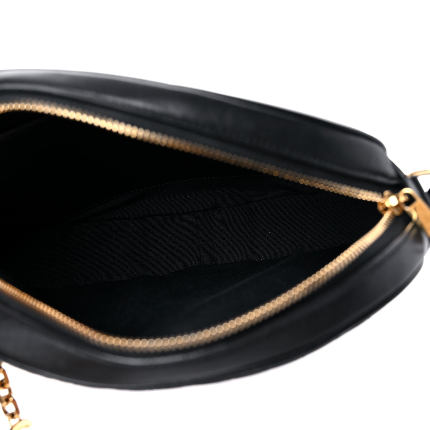 Calfskin Quilted Medium C Charm Bag Black