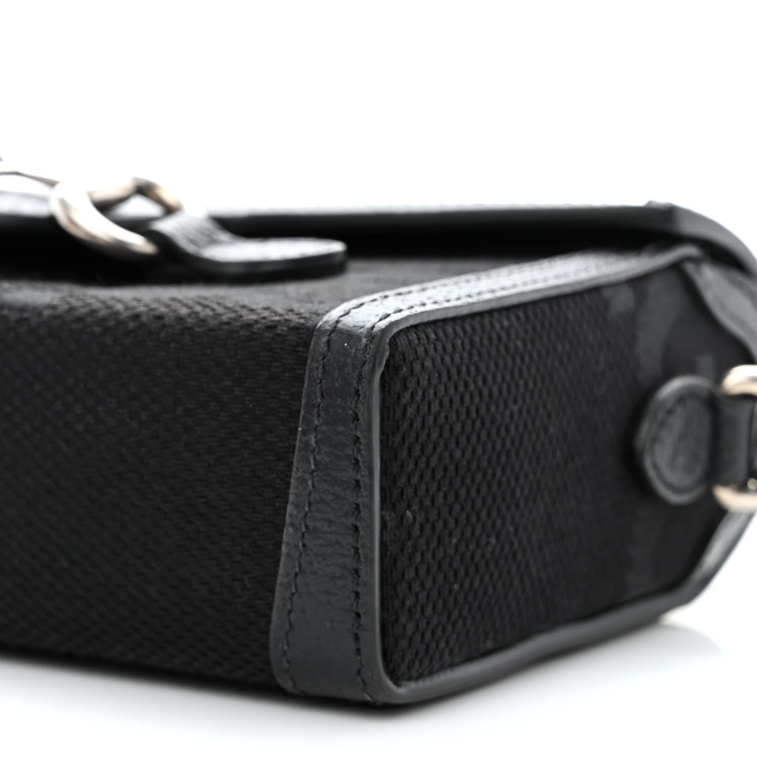 Gucci Monogram Jumbo GG Textured Dollar Calfskin Mini Horsebit 1955 Shoulder Bag Black 10 of 10