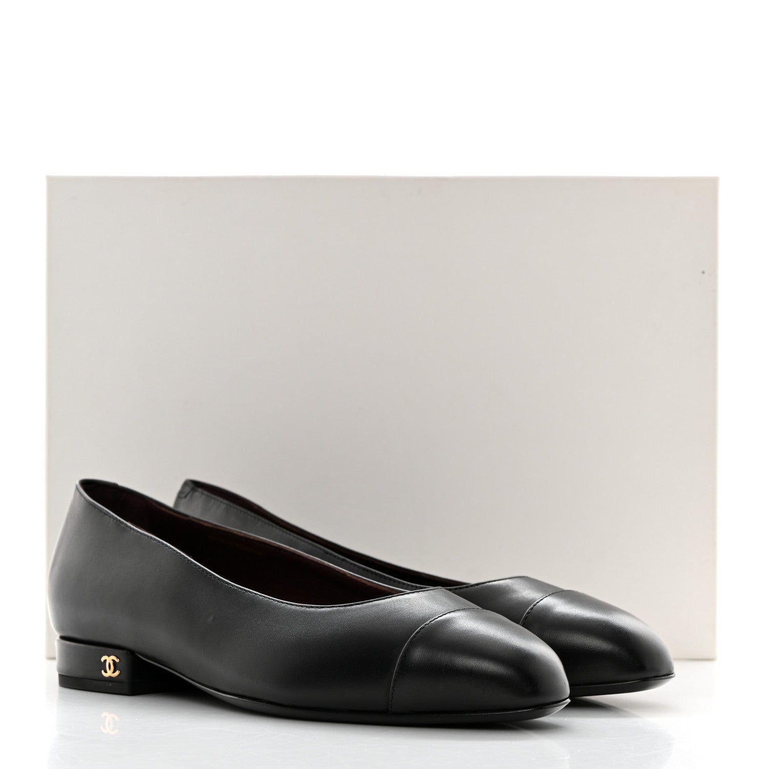 Chanel Lambskin Cap Toe Ballerina Flats 36 Black 9 of 9