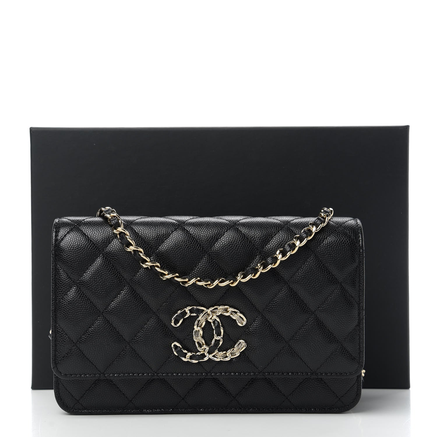 Chanel Caviar Quilted French New Wave Chain CC Wallet On Chain WOC Black 12 of 12