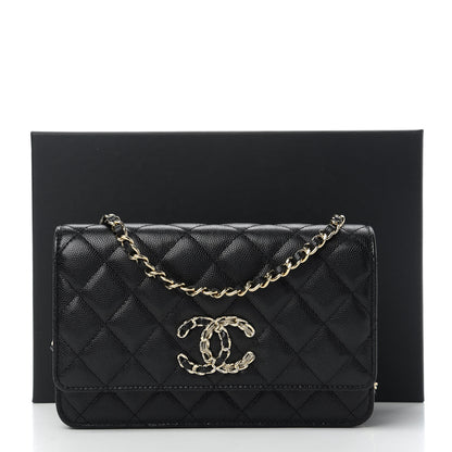 Chanel Caviar Quilted French New Wave Chain CC Wallet On Chain WOC Black 12 of 12