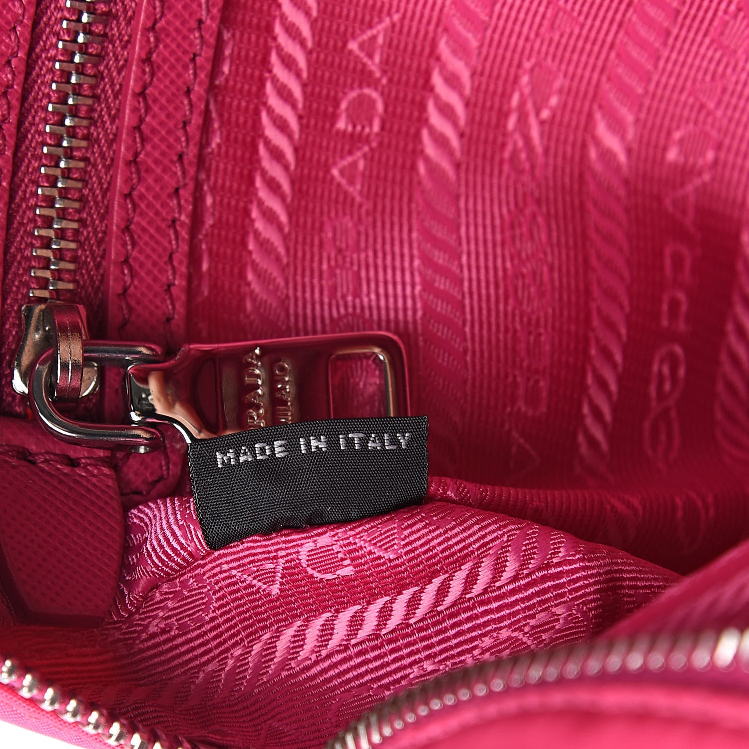 Prada Nylon Saffiano Vela Double Zip Crossbody Bag Fuxia 7 of 11