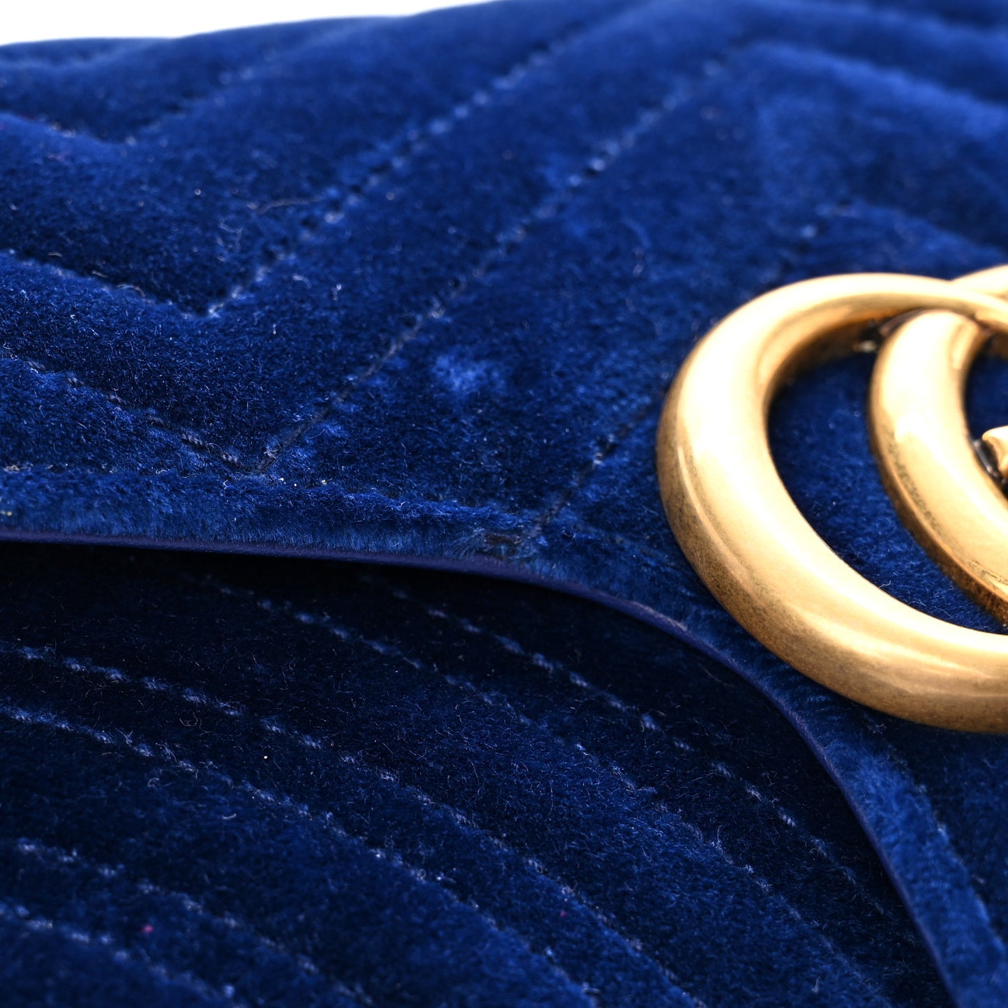 Velvet Matelasse Small GG Marmont Shoulder Bag Cobalt Blue
