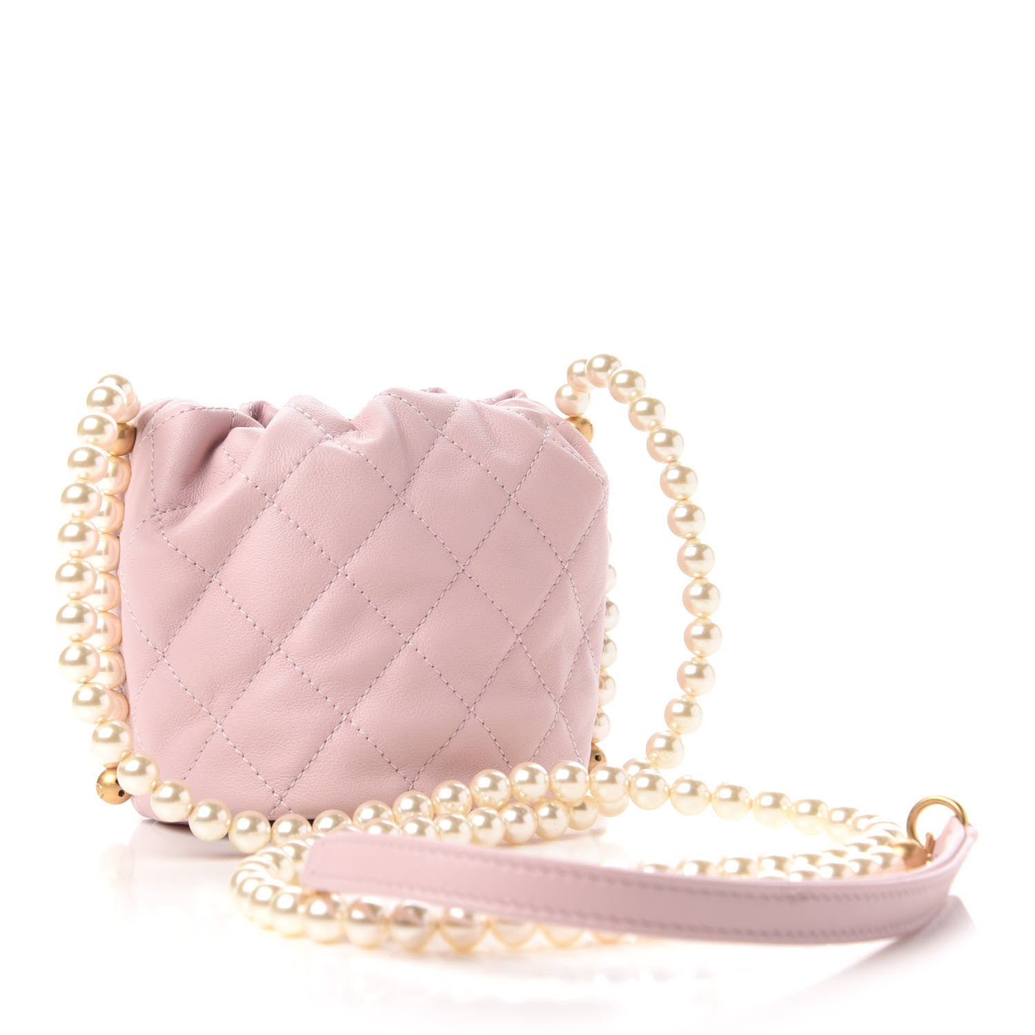 Chanel Calfskin Quilted Pearl Mini About Pearls Drawstring Bucket Light Pink 3 of 11