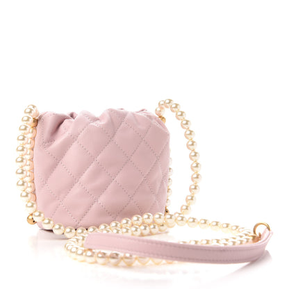 Chanel Calfskin Quilted Pearl Mini About Pearls Drawstring Bucket Light Pink 3 of 11