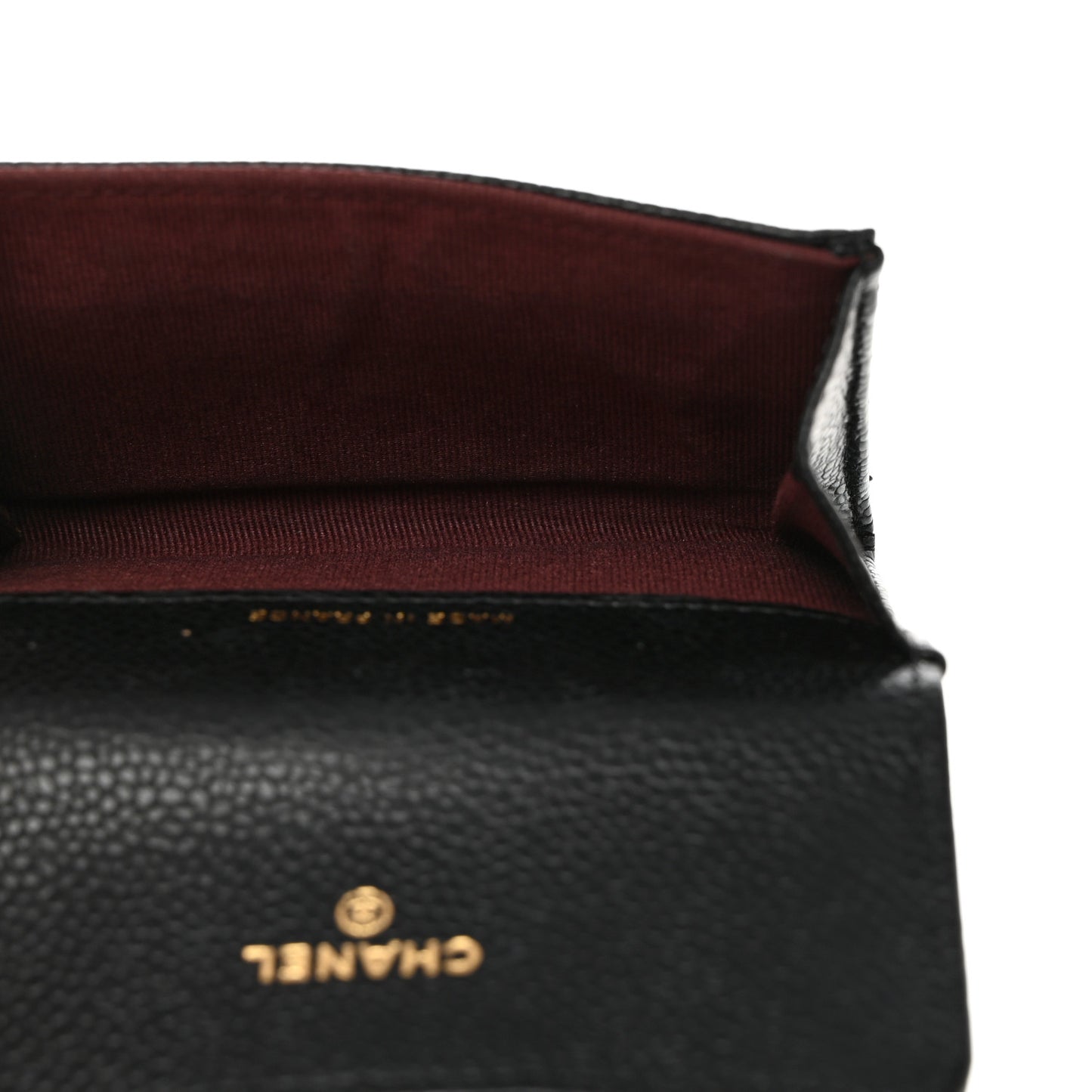 Caviar Quilted Flap Card Holder Wallet Black