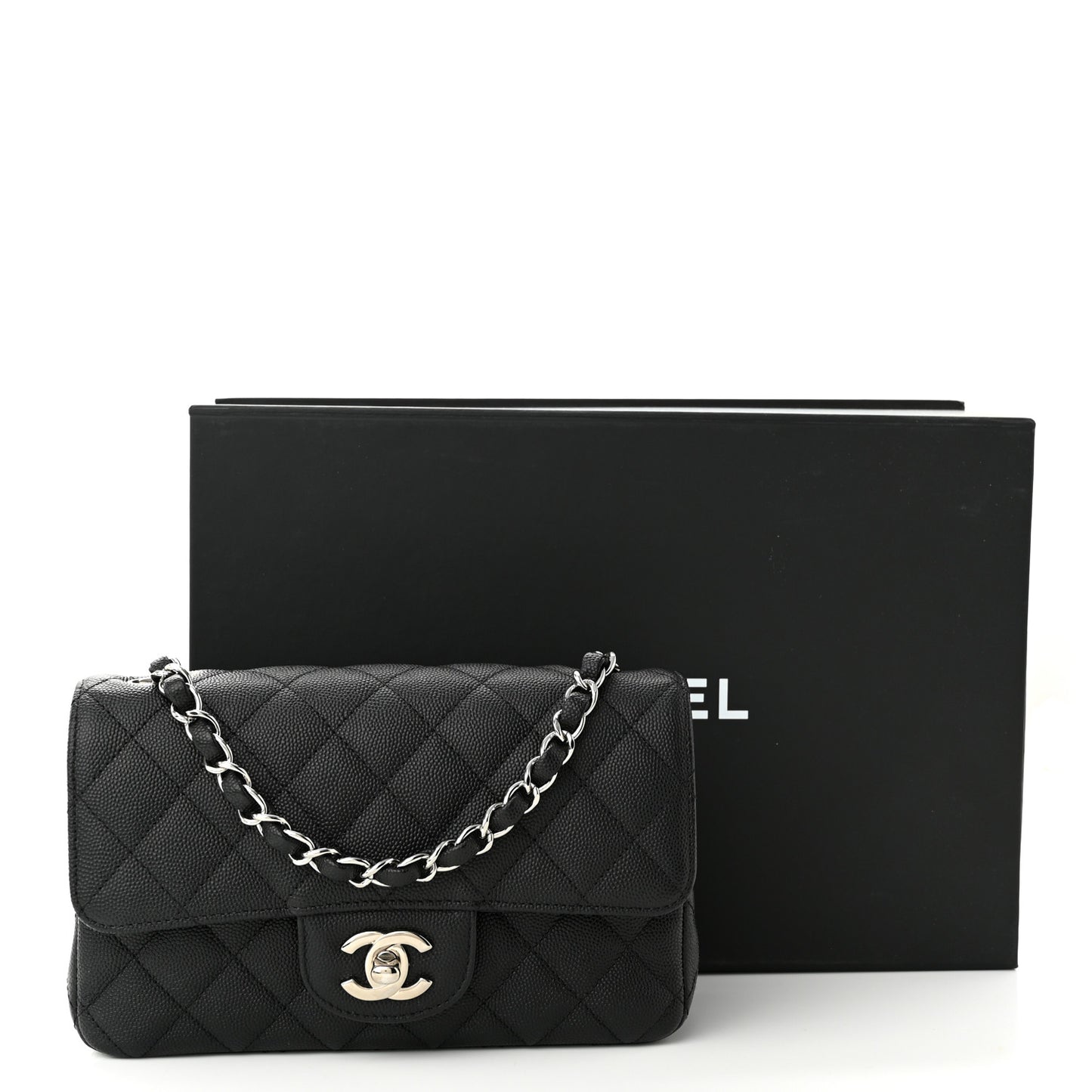 Caviar Quilted Mini Rectangular Flap Black