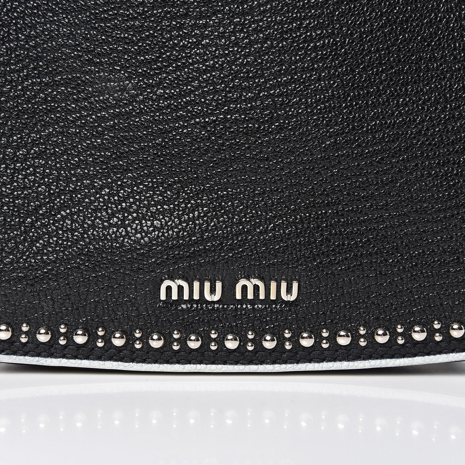Miu Miu Goatskin Madras Soft Calf Crystal Embellished Lady Saddle Nero Black 9 of 9