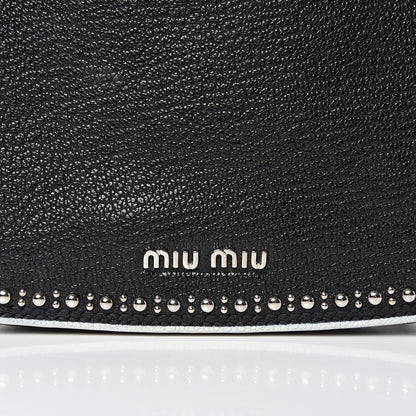 Miu Miu Goatskin Madras Soft Calf Crystal Embellished Lady Saddle Nero Black 9 of 9