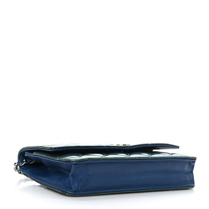 Chanel Patent Quilted Brilliant Wallet On Chain WOC Blue 4 of 11