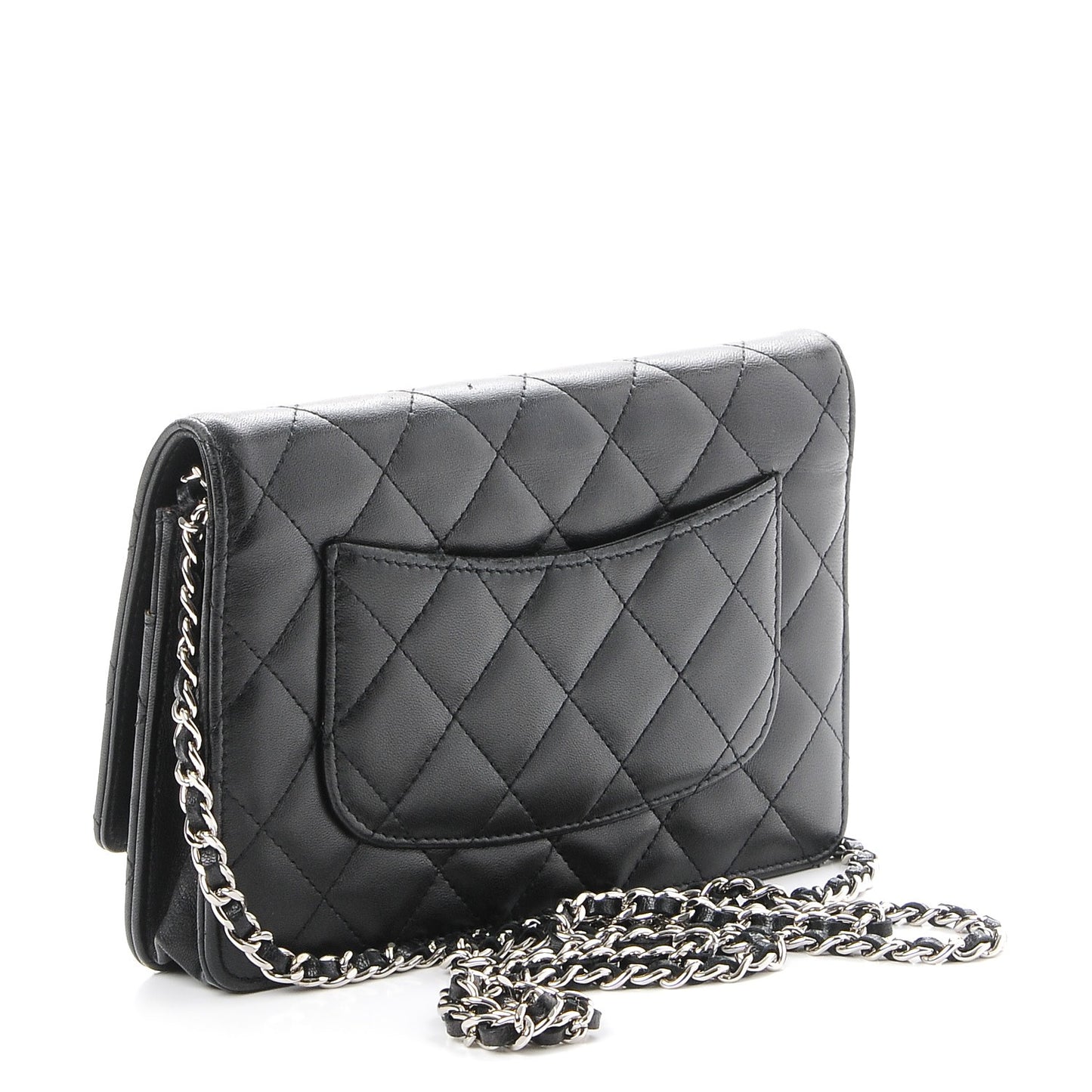 Lambskin Quilted Wallet On Chain WOC Black