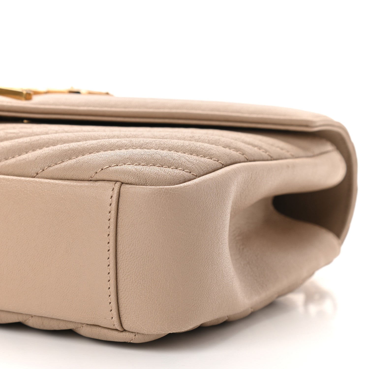 Saint Laurent Sheepskin Matelasse Chevron Monogram Medium College Bag Dark Beige 10 of 11