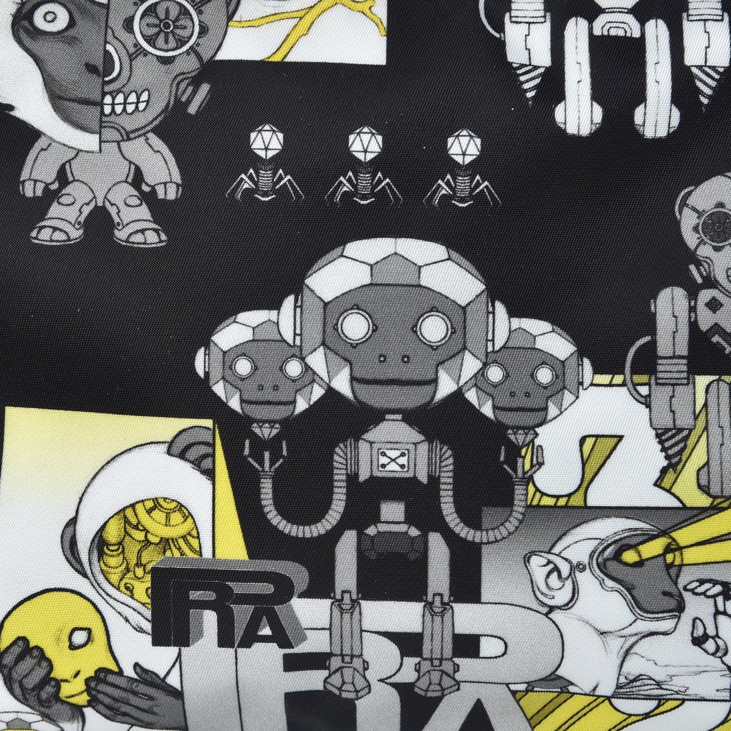 X JAMES JEAN Tessuto Nylon Robot Monkey Wristlet Pouch Black