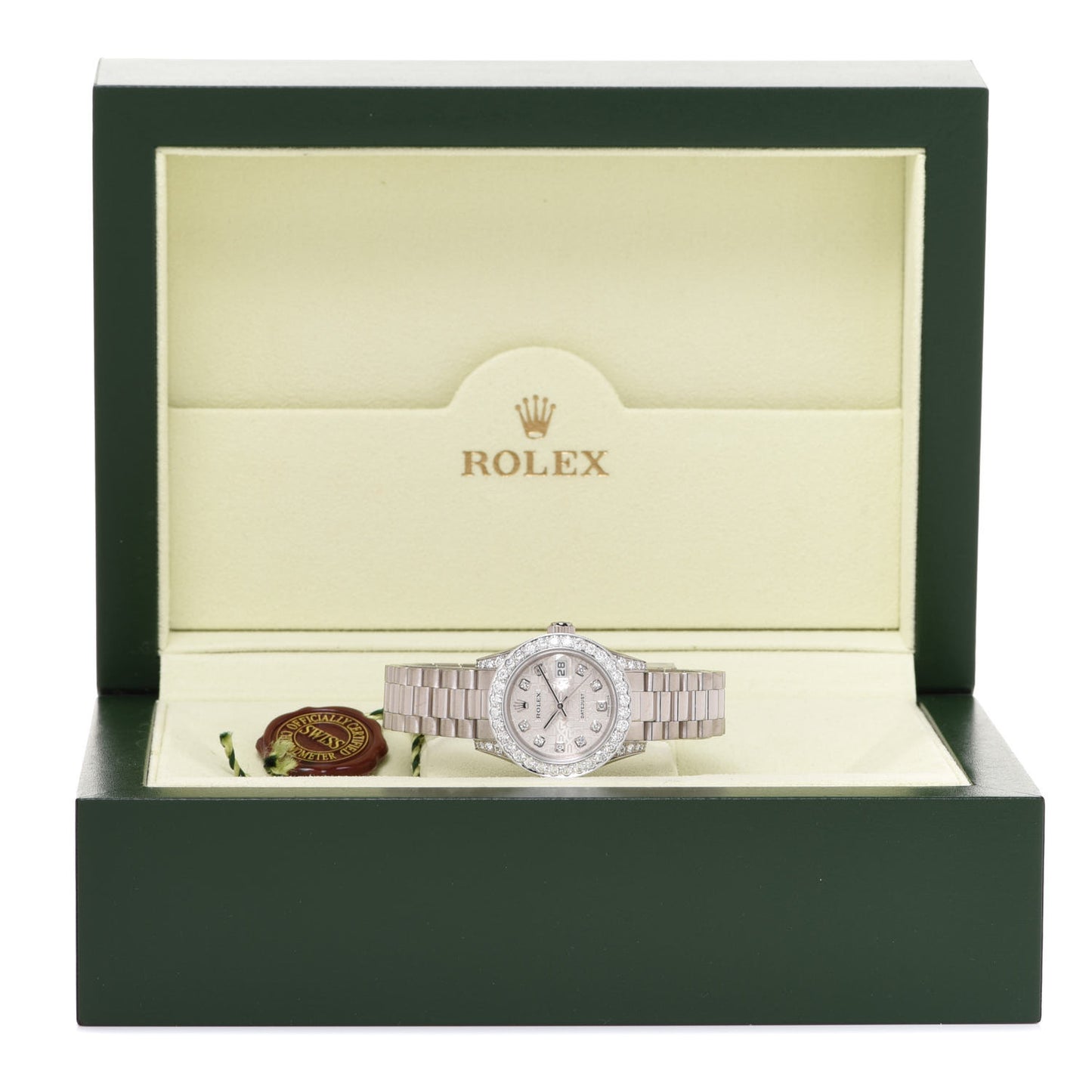 18K White Gold Diamond 26mm Oyster Perpetual Datejust President Watch Silver Jubilee 179159