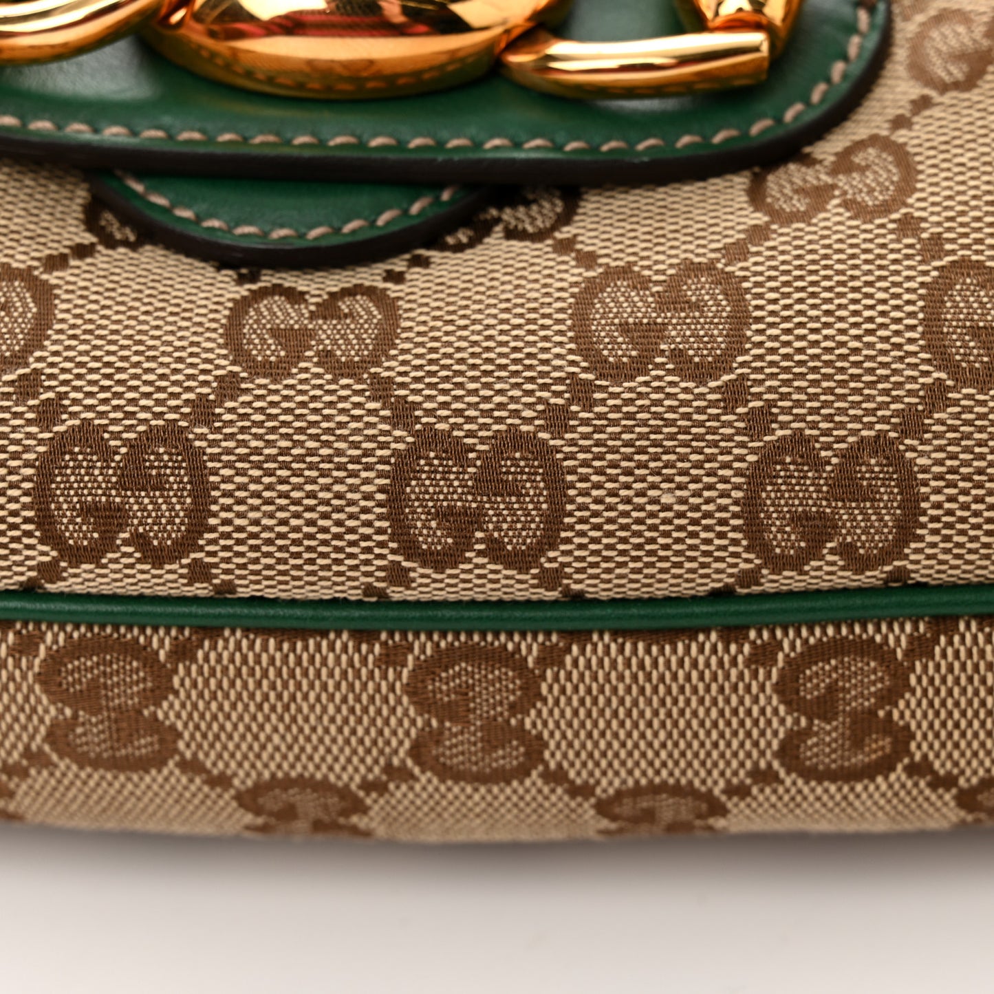 Monogram Horsebit Chain Flap Shoulder Bag Green