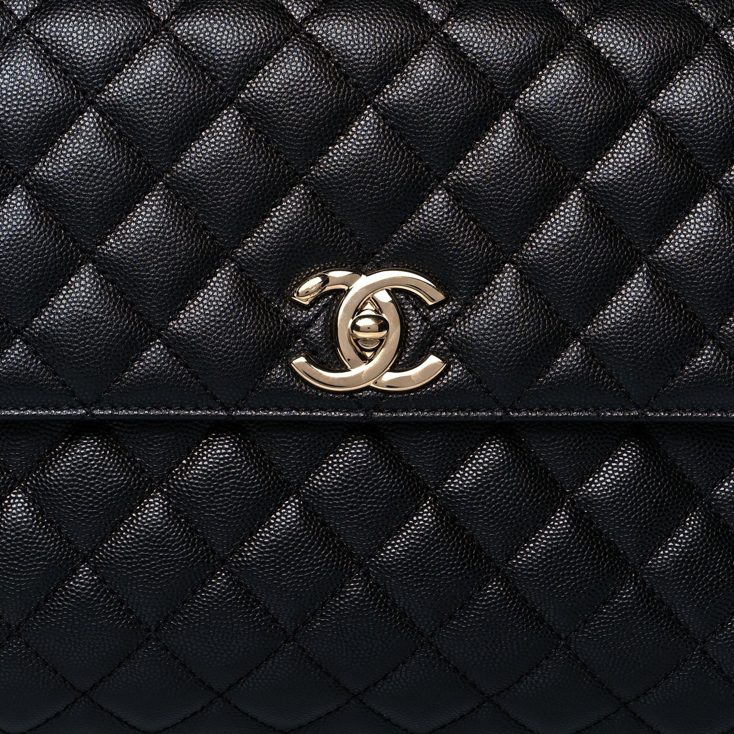 Caviar Quilted Medium Coco Handle Flap Black