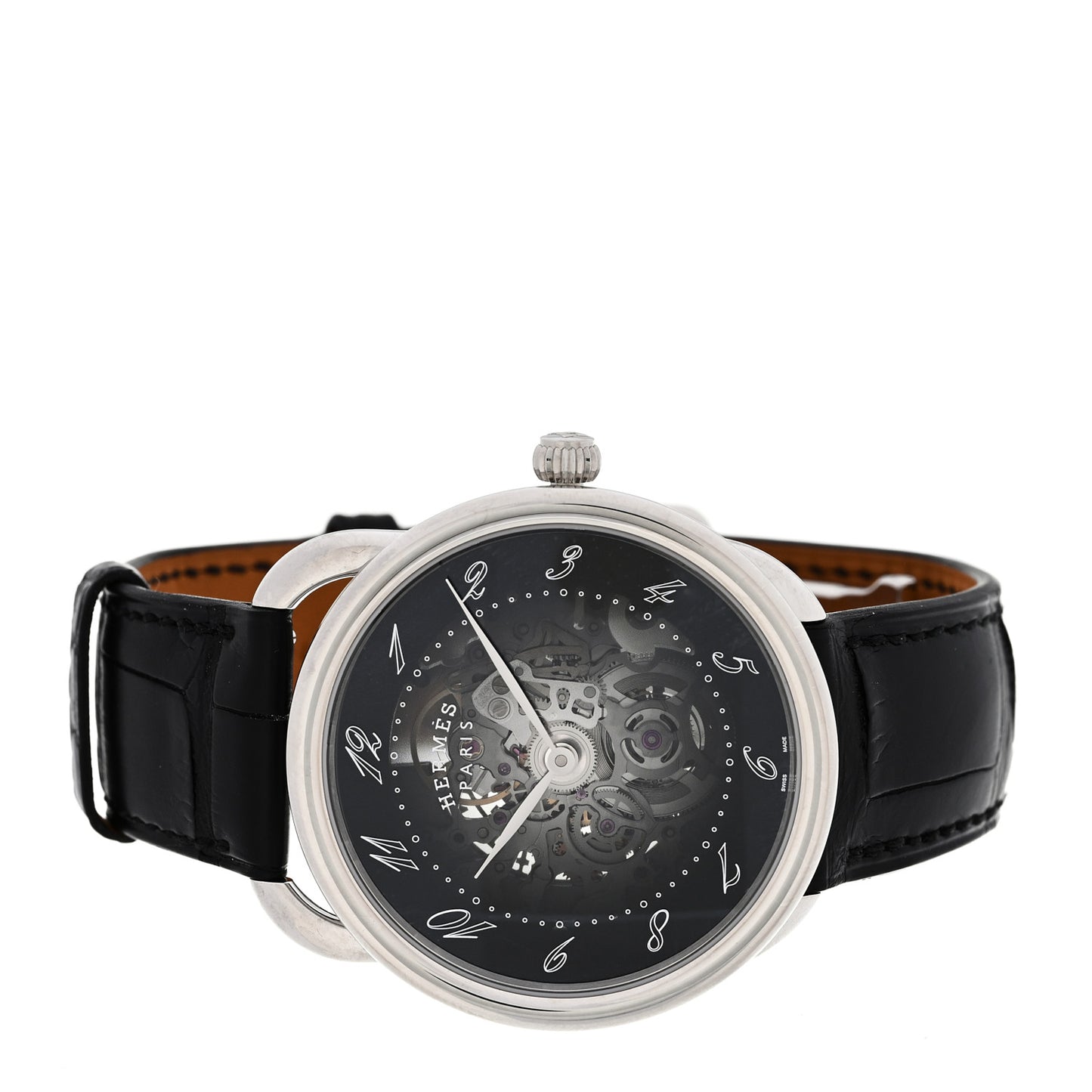 Stainless Steel Alligator 40mm Arceau Squelette Automatic Watch Noir