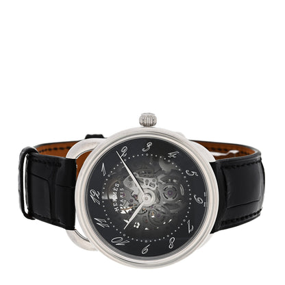 Hermes Stainless Steel Alligator 40mm Arceau Squelette Automatic Watch Noir 2 of 5