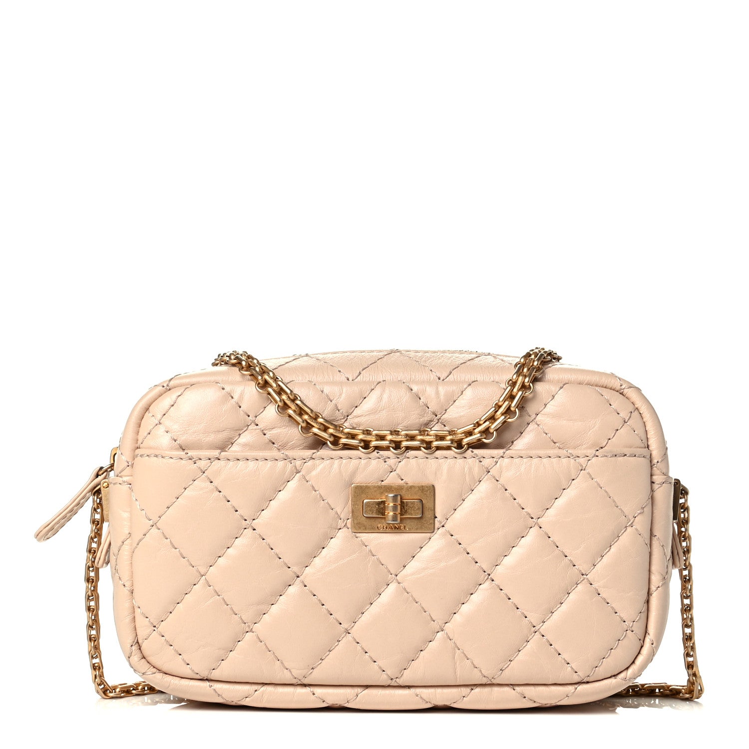 Chanel Aged Calfskin Quilted Mini Reissue Camera Case Beige Clair 1 of 5