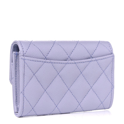 Chanel Caviar Quilted Flap Card Holder Wallet Light Purple 3 of 9