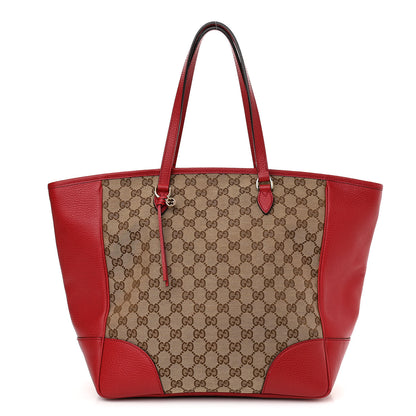 Gucci Monogram Bree Zippered Tote Beige Red 1 of 10