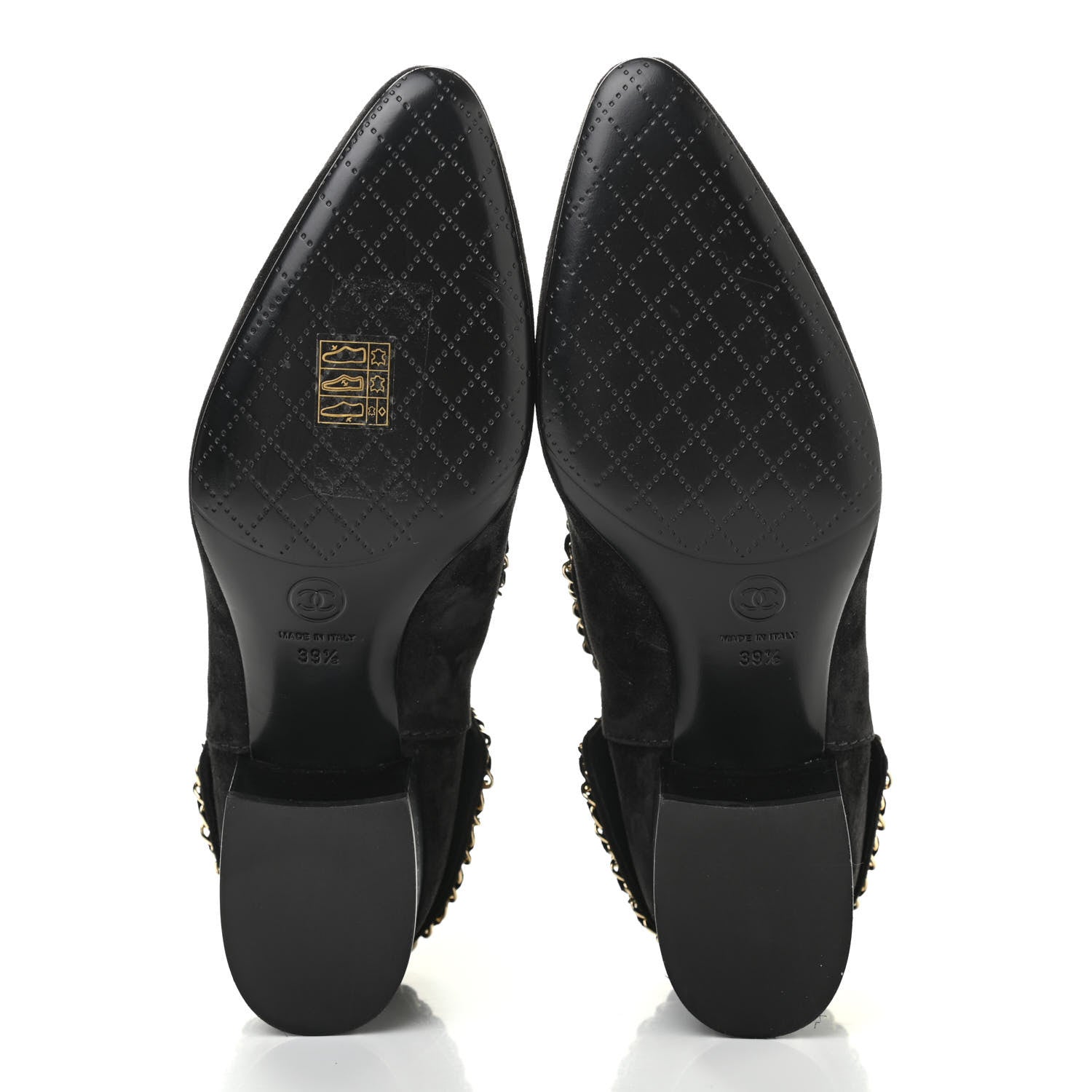Chanel Suede Calfskin Chain CC Short Boots 39.5 Black 10 of 20