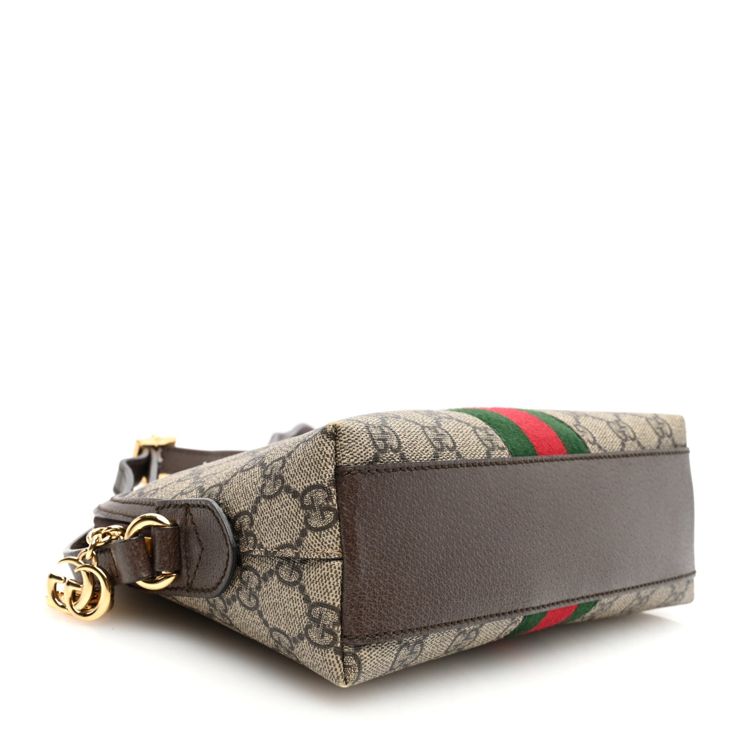 Gucci GG Supreme Monogram Textured Dollar Calfskin Web Small Ophidia Dome Shoulder Bag Beige Ebony New Acero 4 of 11