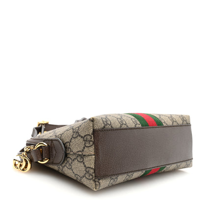 Gucci GG Supreme Monogram Textured Dollar Calfskin Web Small Ophidia Dome Shoulder Bag Beige Ebony New Acero 4 of 11