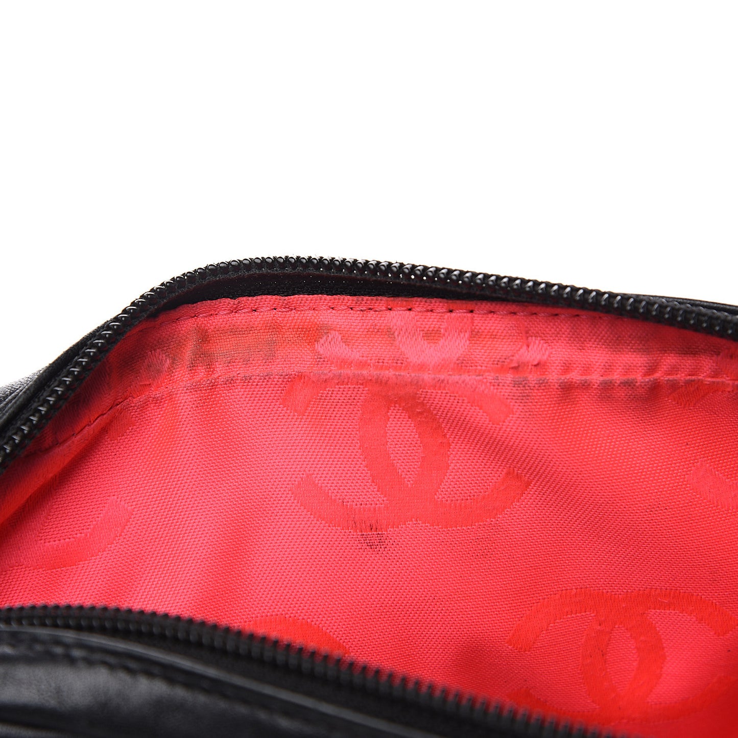 Calfskin Quilted Cambon Pochette Black White