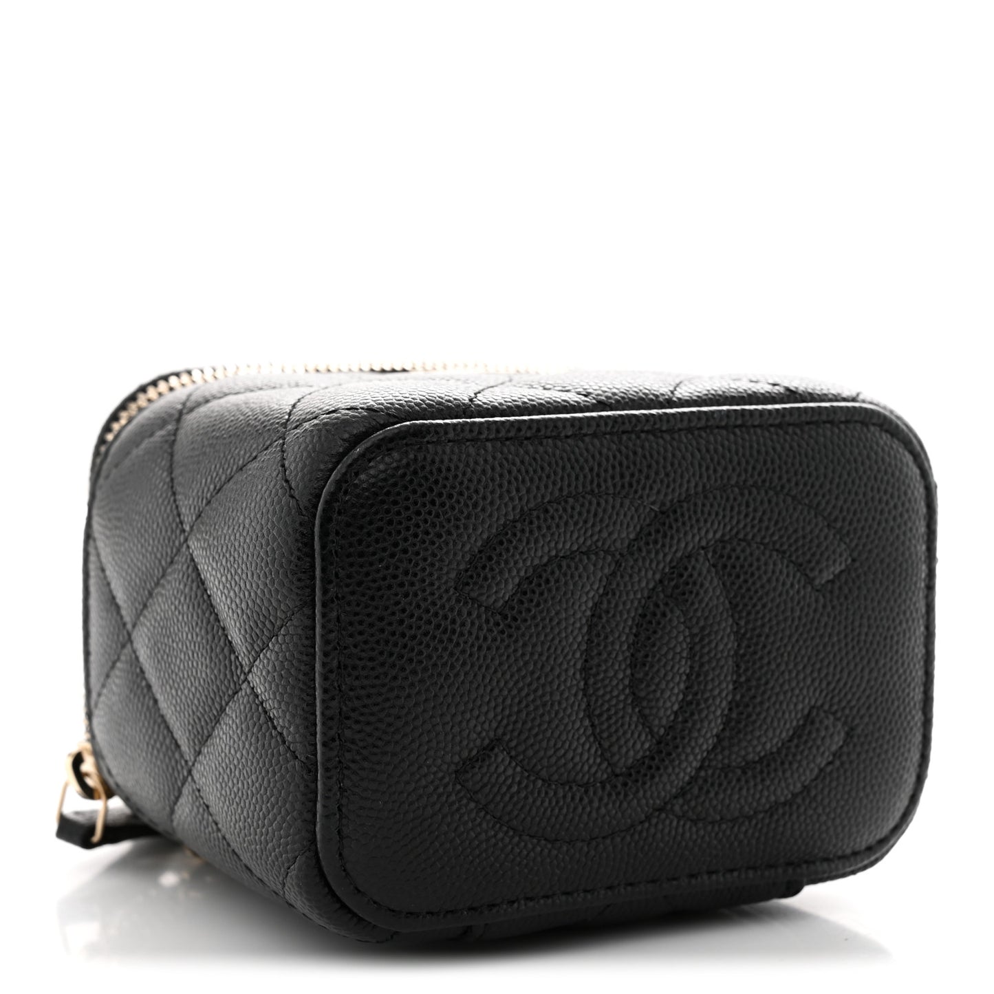 Caviar Quilted Mini Vanity Case With Chain Black