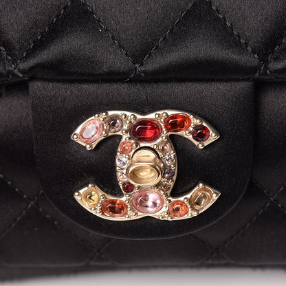 Chanel Satin Quilted Jeweled East West Flap Black 10 of 10