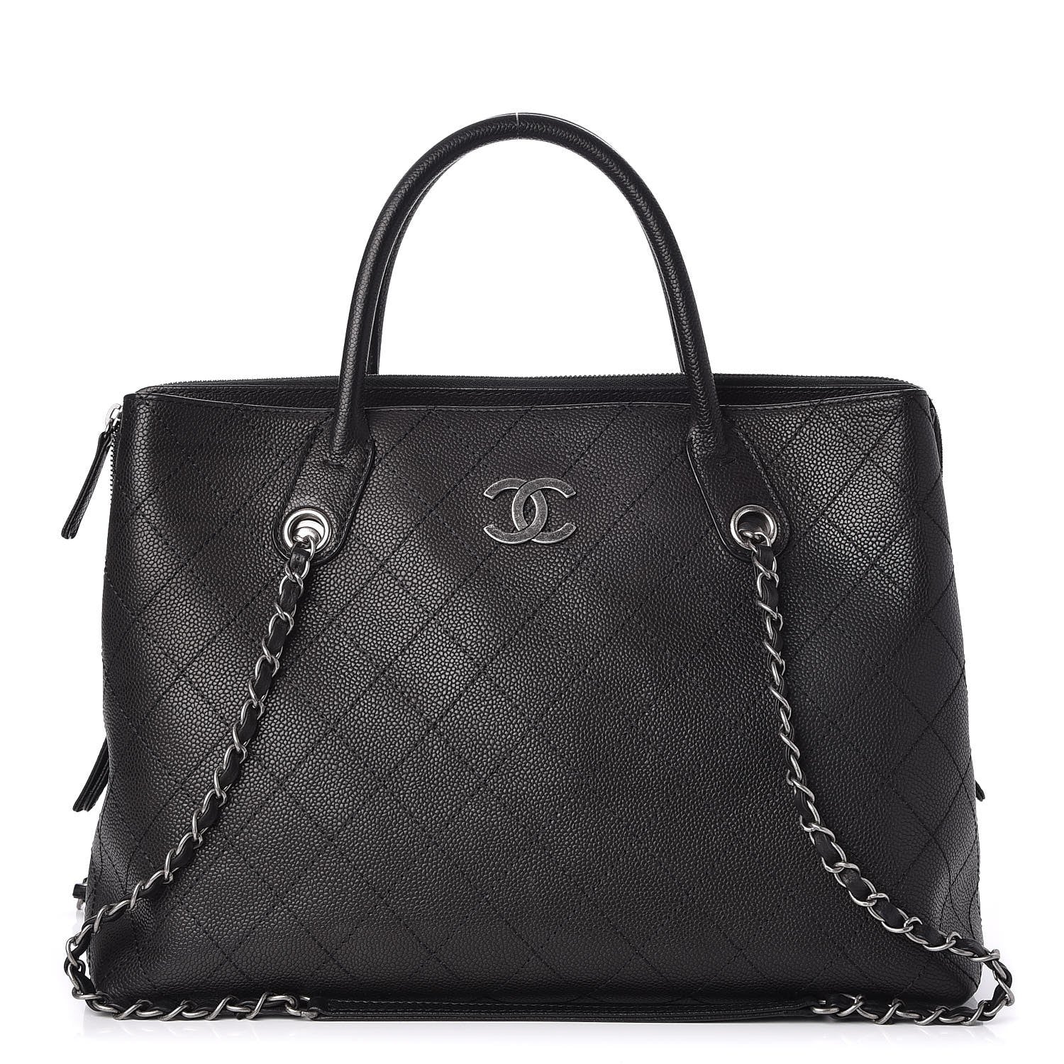 Chanel Grained Vegetal Calfskin Urban Shopping Tote Black 1 of 9