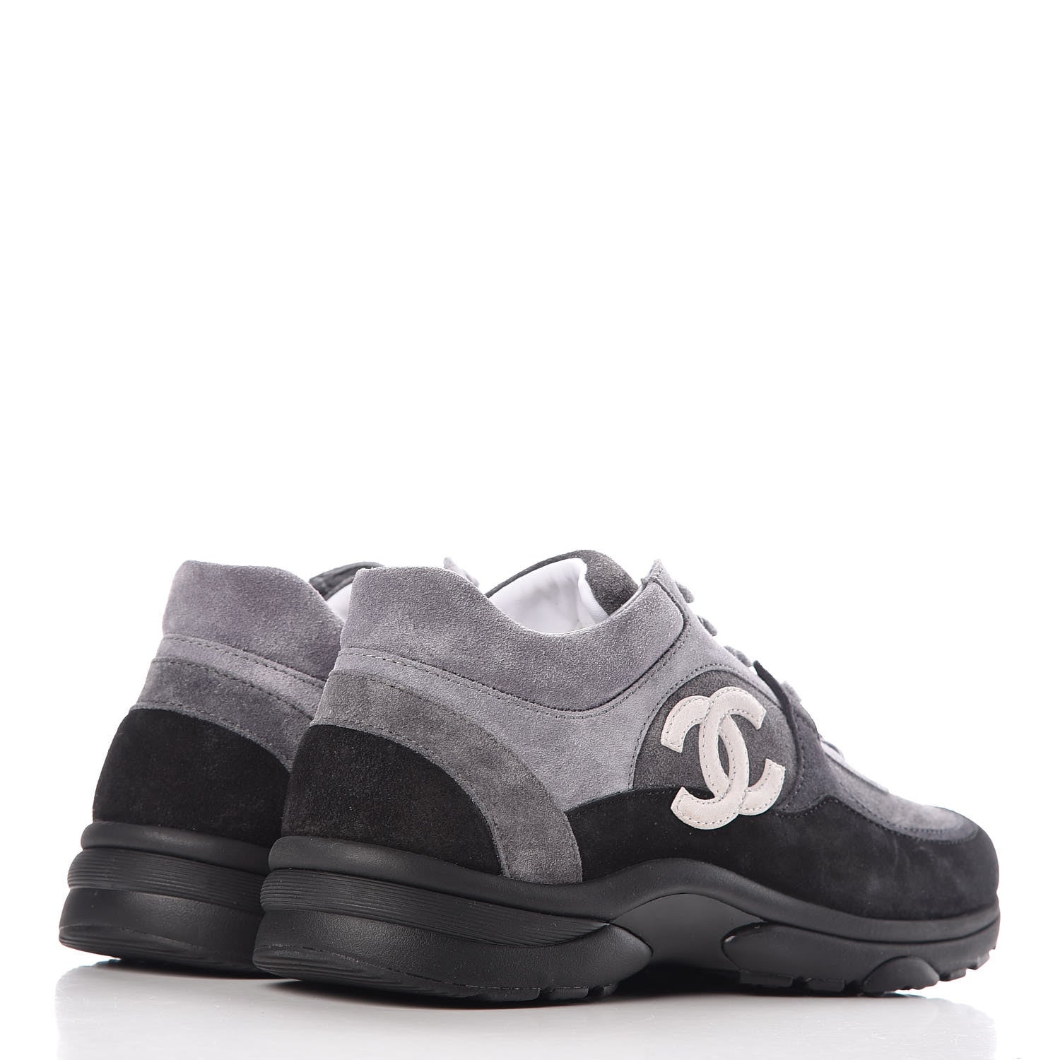 Chanel Suede Calfskin CC Sneakers 39 Grey 4 of 9