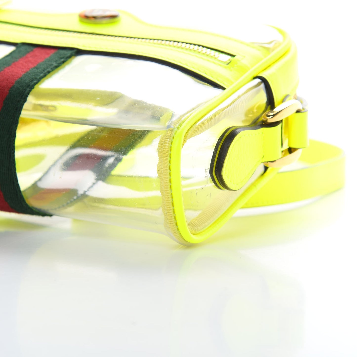 Vinyl Web Mini Ophidia Transparent Shoulder Bag Yellow Fluo