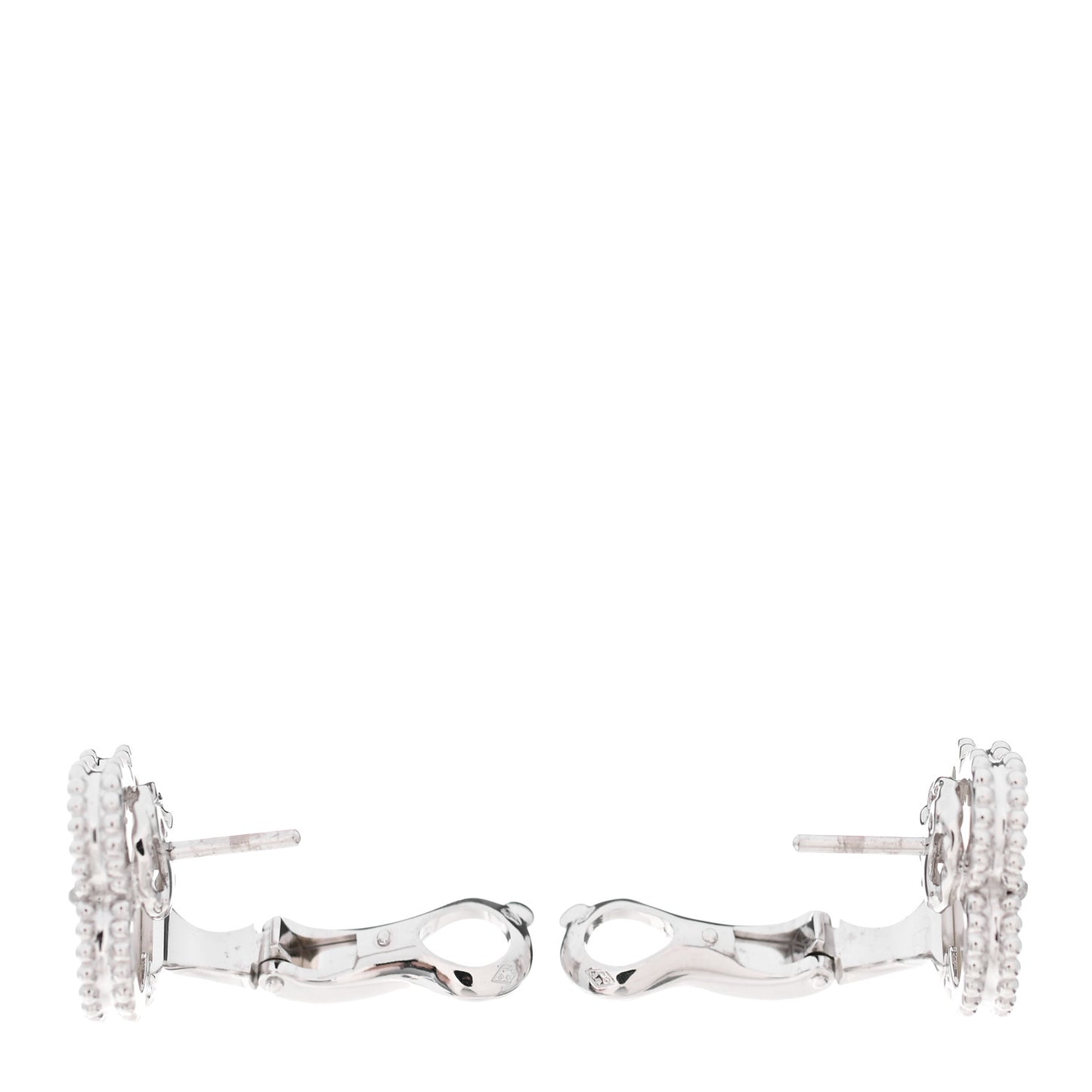 18K White Gold Mother of Pearl Vintage Alhambra Earrings