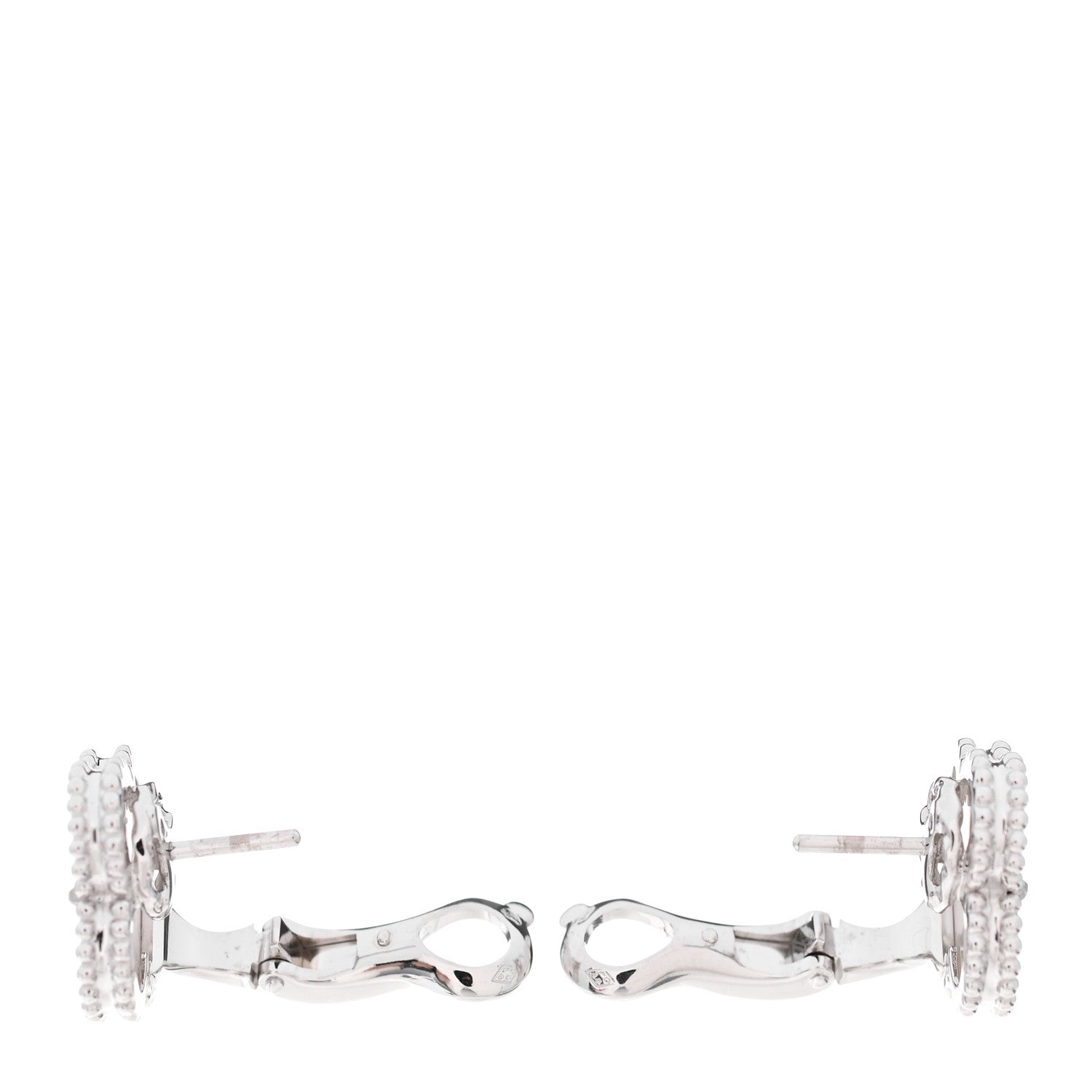 Van Cleef & Arpels 18K White Gold Mother of Pearl Vintage Alhambra Earrings 3 of 6