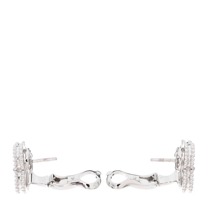 Van Cleef & Arpels 18K White Gold Mother of Pearl Vintage Alhambra Earrings 3 of 6