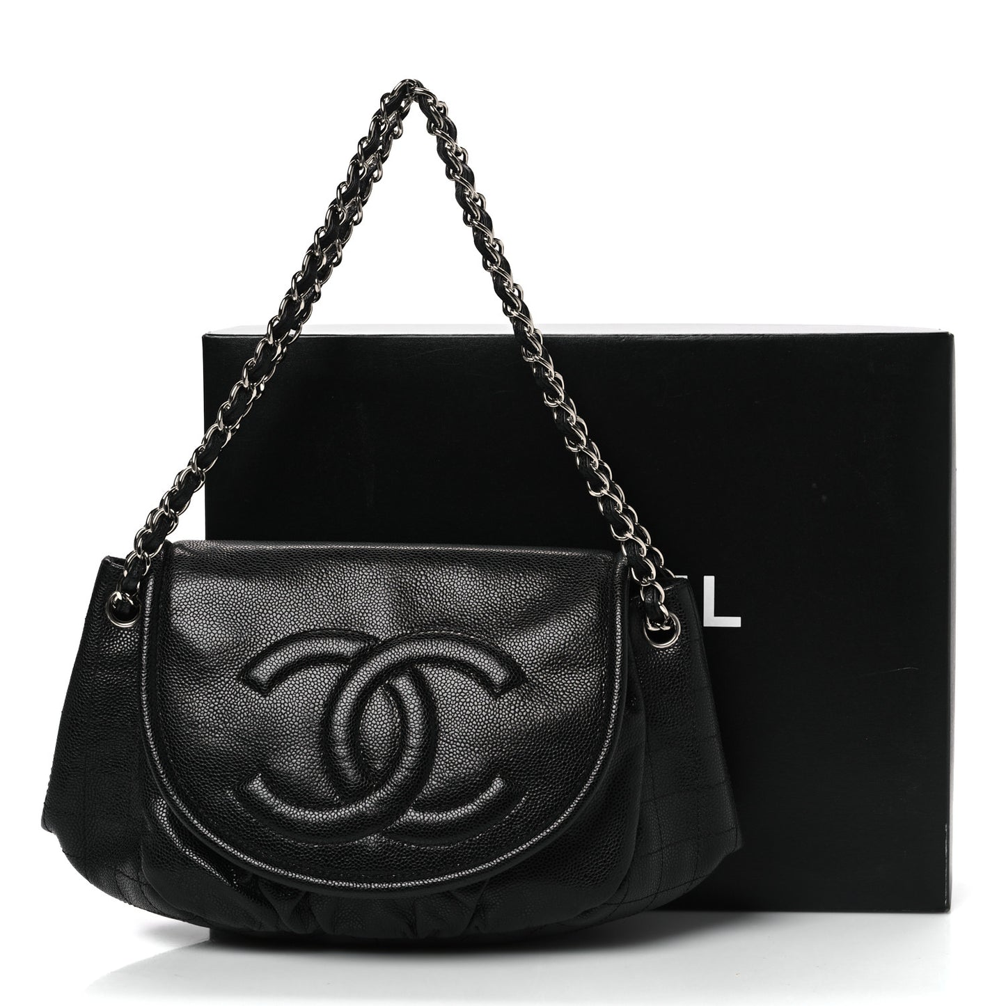 Caviar Half Moon Large Flap Black