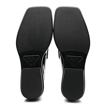 Prada Brushed Calfskin Triangle Patch Loafers 37.5 Black 5 of 12