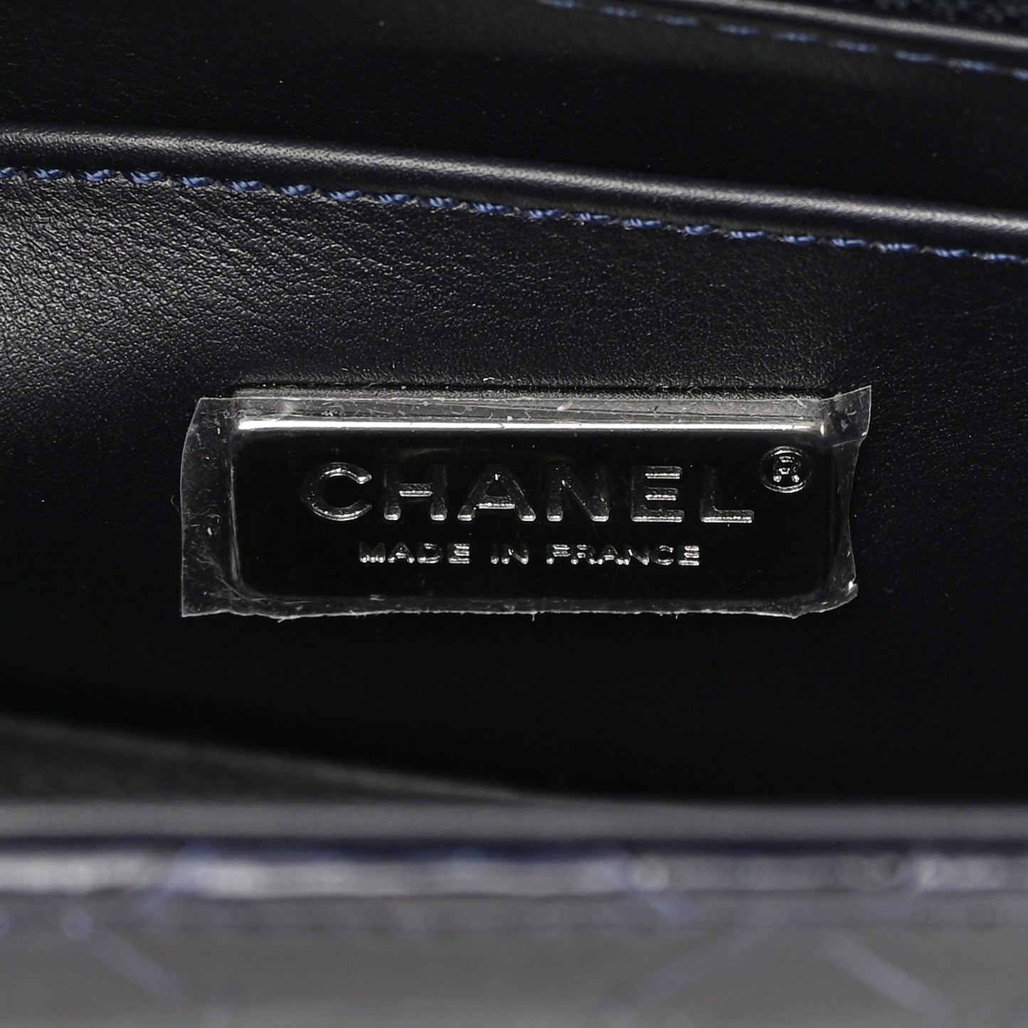 Snakeskin Mini Rectangular Flap Navy Blue
