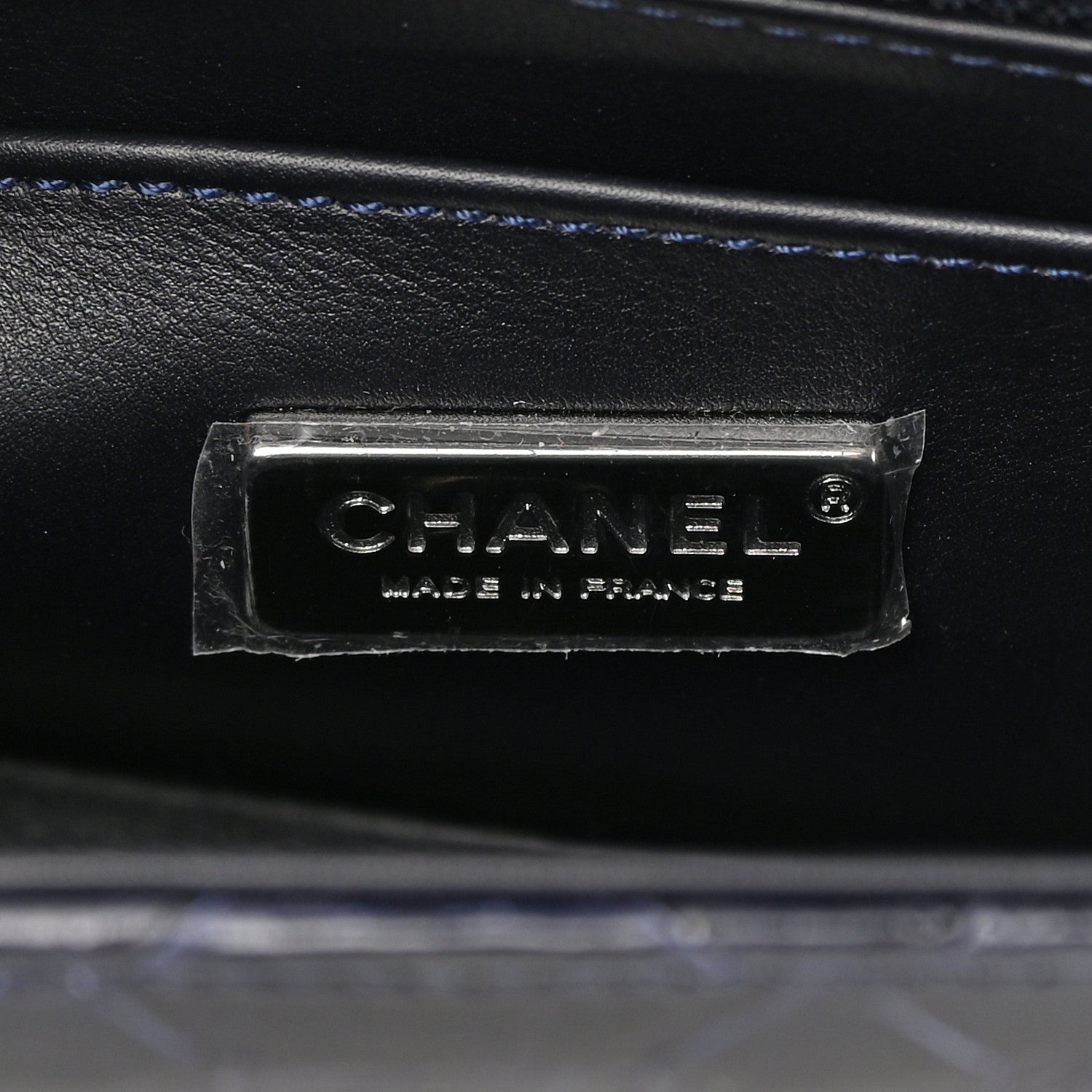 Chanel Snakeskin Mini Rectangular Flap Navy Blue 6 of 12